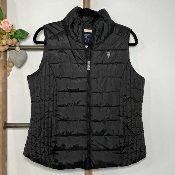 US Polo Assn Black Puffer Vest Full Zip‎ Size Large - Picture 2 of 9